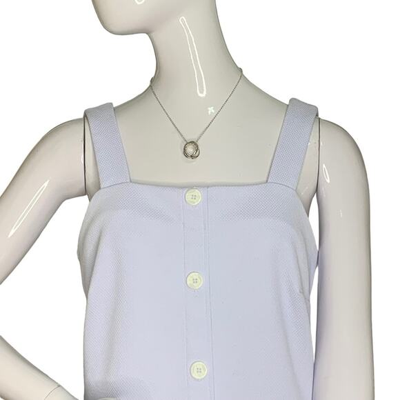 Ann Taylor Periwinkle Preppy Top Size S Sleeveless Mock Button Down - Picture 2 of 8